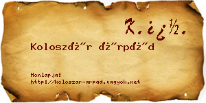 Koloszár Árpád névjegykártya