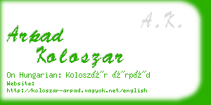 arpad koloszar business card